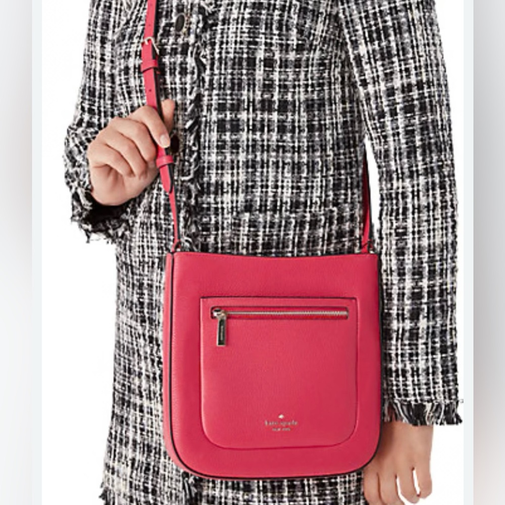 Kate Spade Lelia Top Zip Crossbody Pebbled Red Leather Purse